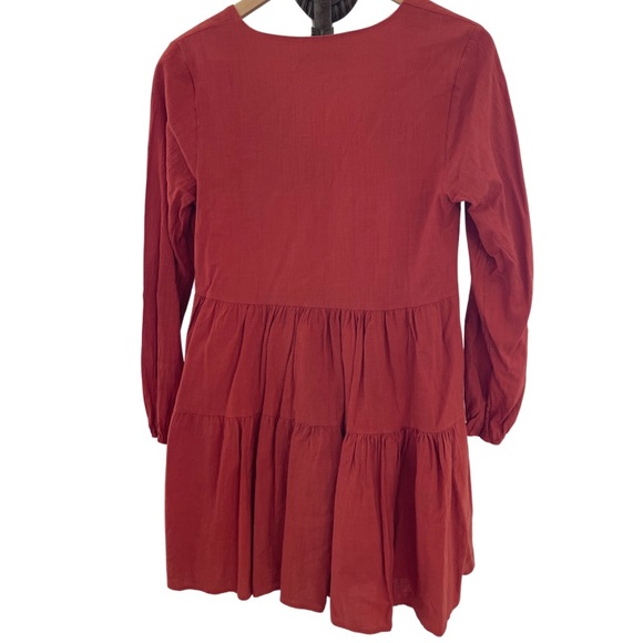 Women’s Shift Dress Bell Sleeve V-Neck Loose Dress with Pockets - Picture 3 of 3